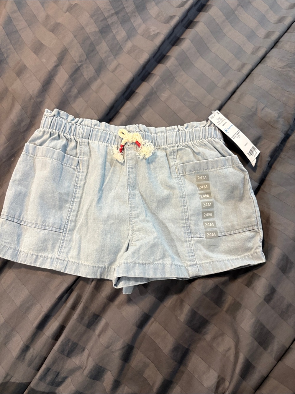 Carter's Light Blue Denim-Style Drawstring Shorts